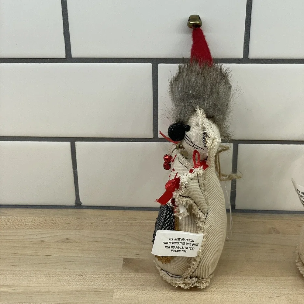Christmas Cat Decoration Burton+Burton SANTA‎ PAWS Primitive Fabric Cat Set Of 2